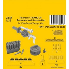1/35 WWII Panhard 178/AMD-35 Armament & Ammunition for ICM/Revell/Tamiya kits