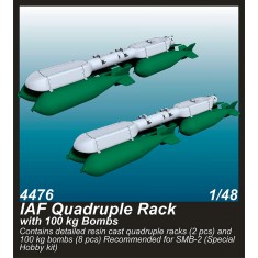 1/48 IAF Quadruple Rack with 100kg Bombs (2pcs) for SMB-2, Sa'ar and Mirage III kits