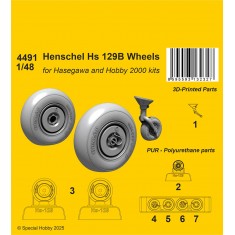 1/48 Henschel Hs 129B Wheels for Hasegawa/Hobby 2000 kits
