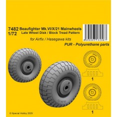 1/72 Beaufighter Mk.VI/X/21 Mainwheels Late Disk / Block Tread for Hasegawa/Airfix kits