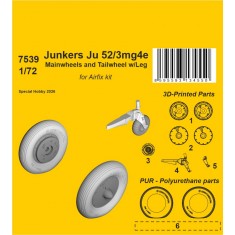 1/72 Junkers Ju 52/3mg4e Sagged Main Wheels and Tailwheel with Leg for Airfix kit