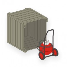 1/72 Wheeled Fire Extinguisher PG 50 with transport container Full resin kit