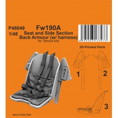 1/48 Fw190A Seat and Side Section Back Armour (w/ harness) for Tamiya kits