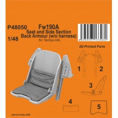 1/48 Fw190A Seat and Side Section Back Armour (w/o harness) for Tamiya kits