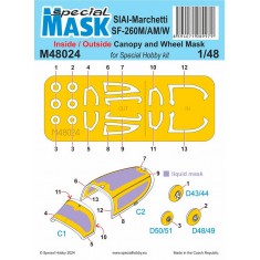 1/48 Siai-Marchetti Sf-260M/AM/W Inside/Outside Mask for Special Hobby kits