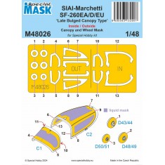 1/48 Modern SF-260EA/D/EU 'Late Bulged Canopy Type' Mask for Special Hobby kit