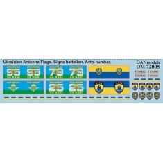 Decals for 1/72 Ukrainian ATO Zone Antenna Flags,Signs Battalion & Avto-number 2014-15