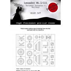 1/48 Westland Lysander National Insignia Signs Masks for Airfix kits