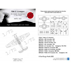 1/72 TBM-3 Avenger National Insignia Signs Masks for Hobby Boss kits