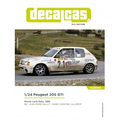 1/24 Peugeot 205 GTI Group A GCAP Sports Monte Carlo Rally 1988 Marking Decal