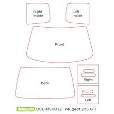 1/24 Peugeot 205 GTI Window Frames Masks for Heller #82705