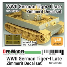 1/48 WWII Tiger I Late Zimmerit Decal set and Engine Grill PE for Tamiya kit