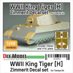 1/48 WWII King Tiger (H) Zimmerit Decal set with Engiine Grill PE for Tamiya kit