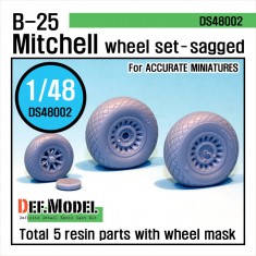 1/48 North-American B-25 Mitchell Sagged Wheels Set for Accurate Miniatures kits
