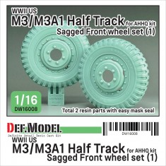 1/16 WWII US M3/M3A1 Halftrack Front Sagged Wheel set #1 for AHHQ kit
