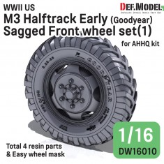 1/16 WWII Us M3 Halftrack Early Front Sagged Wheel Set #1 - Goodyear for AHHQ Kit