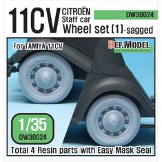 1/35 WWII 11CV Staff Car Sagged Wheels Set 1 for Tamiya kit (4 wheels)