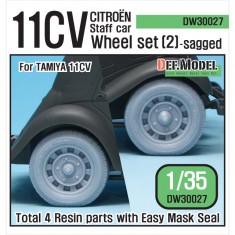 1/35 WWII 11CV Staff Car Sagged Wheels Set 2 for Tamiya kit (4 wheels)
