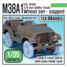 1/35 US M38A1 1/4t Utility Truck Sagged Wheels Set for AFV Club AF35S17/AF35S19 (5 wheels)