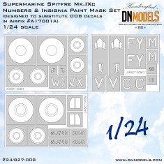 1/24 Spitfire Mk.IXc Numbers and Insignia Paint Mask Set for Airfix #17001A