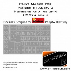 1/35 PzKpfw Panzer III Ausf C Numbers & Insignia Paint Masks for MiniArt kits