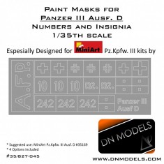 1/35 PzKpfw Panzer III Ausf D Numbers & Insignia Paint Masks for MiniArt kits