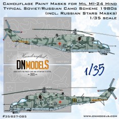 1/35 Mil Mi-24 Hind 1980s Standard Soviet Camo & Red Stars Masking for Trumpeter kits