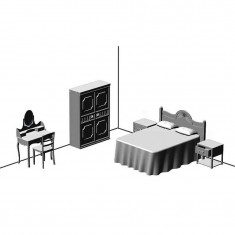 1/72 Miniature Furniture - European Urban House Bedroom, 20th century