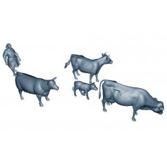 1/35 Shepherdess Herding Cows & Calf