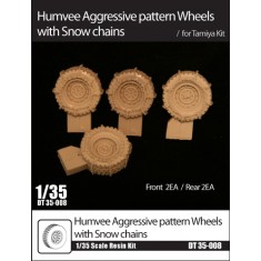 1/35 Humvee Aggressive Pattern Wheels with Snow Chains (4pcs)