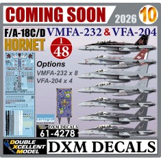 1/48 USMC/USN F/A-18C/D VMFA-232 and VFA-204 Decals for Hasegawa Kits