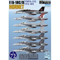 1/72 USMC/USN F/A-18C/D VMFA-232 and VFA-204 Decals for Hasegawa Kits