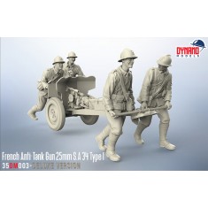 1/35 French Anti-Tank Gun 25mm S.A 34 Type I with 4 Crews [Deluxe Edition]