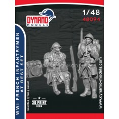 1/48 WWI French Infantryman at Rest Set (2 figures)