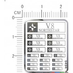 Northstar V8 Metal Logo Stickers for 1/12, 1/18, 1/20, 1/24, 1/43 Scales