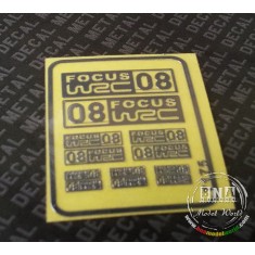 Ford Focus WRC 08 Metal Logo Stickers for 1/12, 1/18, 1/20, 1/24, 1/43 Scales