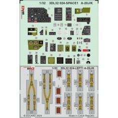 1/32 Douglas A-20J/K Havoc Panels 3D Decals and Seatbelts PE set for HK Model kits
