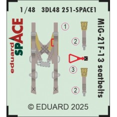 1/48 MiG-21F-13 Seatbelts Interior Detail parts (3D Decal) for Eduard kits