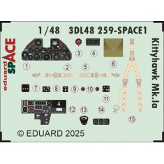 1/48 Kittyhawk Mk.Ia Interior 3D Decals for Eduard kits