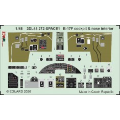 1/48 B-17F Cockpit & Nose Interior Detail Parts on 3D Decal for Revell kits