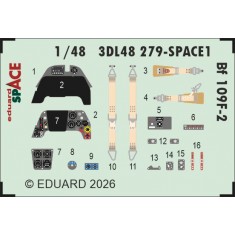 1/48 Bf 109F-2 Interior Detail Parts on 3D Decal for Eduard kits