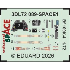 1/72 Bf 109K-4 Interior Detail Parts on 3D Decal for Eduard kits