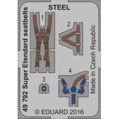 1/48 Super Etendard Seatbelts for Kitty Hawk kit #KH80138 (Steel, 1 Photo-Etched Sheet)