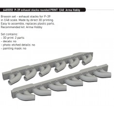 1/48 Bell P-39 Airacobra Exhaust Stacks Rounded for Arma Hobby kits