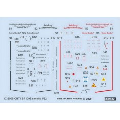 1/32 Messerschmitt Bf 109E Stencils Decals for Eduard kits