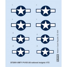1/72 P-51D Mustang US National Insignia Decal for Eduard kits