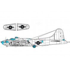 1/48 US B-17F Flying Fortress National Insignia with Blue Outline Paint Masks for Eduard