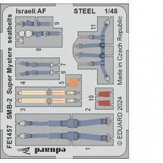 1/48 Israeli AF Dassault SMB-2 Super Mystere Seatbelts Colour PE sheet for Special Hobby kits