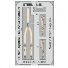 1/48 Spitfire F.Mk.22/24 Seatbelts STEEL Detail-up set for Airfix kits