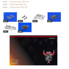 1/48 Lockheed P-38J Lightning Engines Super Detail Set for Tamiya kits